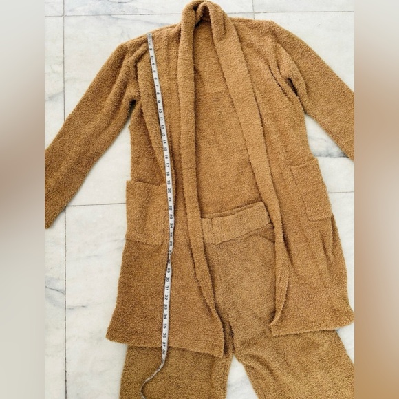 Dynamite Lounge Set 3 Piece Wide Leg Robe Pants Top Boucle Brown Women S/M Cozy - Picture 12 of 15